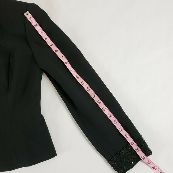 Talbots Woman SIZE 4 Black Blazer Suit Button Jacket Lined Embellished Seed Bead - Picture 9 of 11